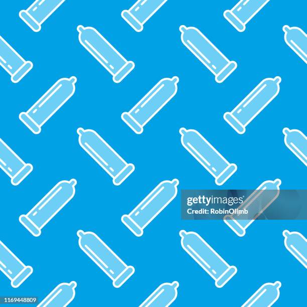 blue and white condoms seamless pattern - condom stock illustrations