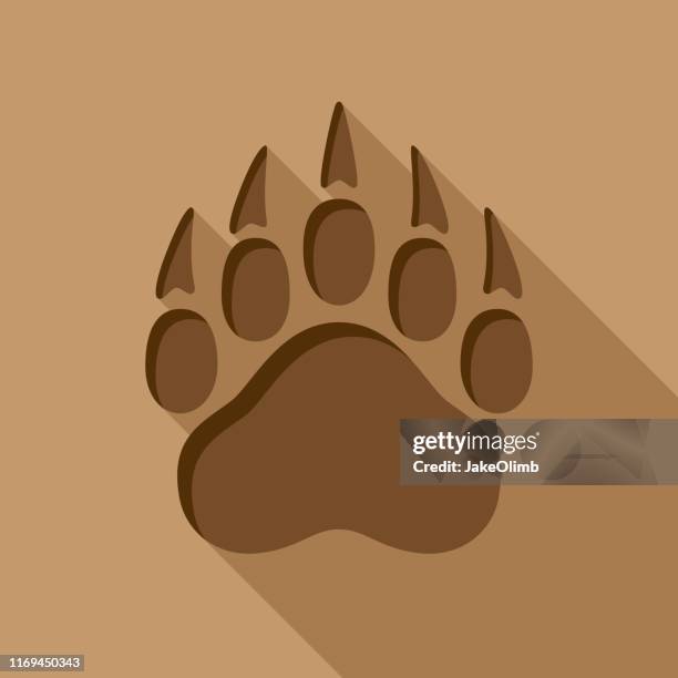 bildbanksillustrationer, clip art samt tecknat material och ikoner med bear paw print icon platt 2 - bear tracks