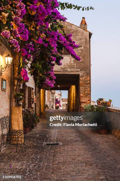 street of torre di palme, italy - region marken stock-fotos und bilder