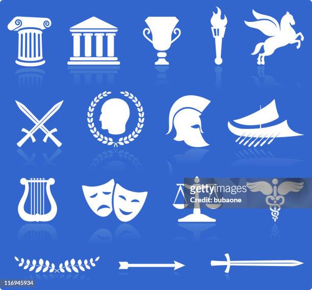 antike griechische lizenzfreie vektor-illustration der auffälligen weißen auf blau - amphore stock-grafiken, -clipart, -cartoons und -symbole