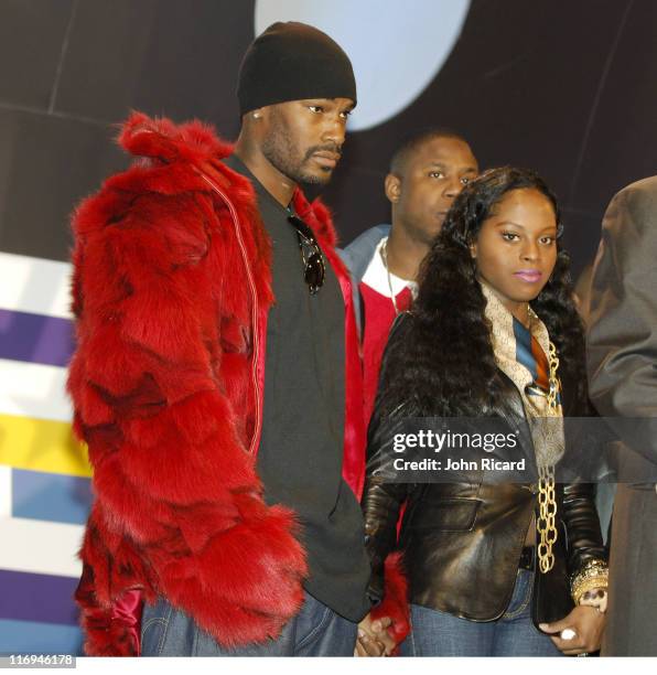 Tyson Beckford and Foxy Brown during Foxy Brown Press Conference at BET Studios in New York, New York, United States.