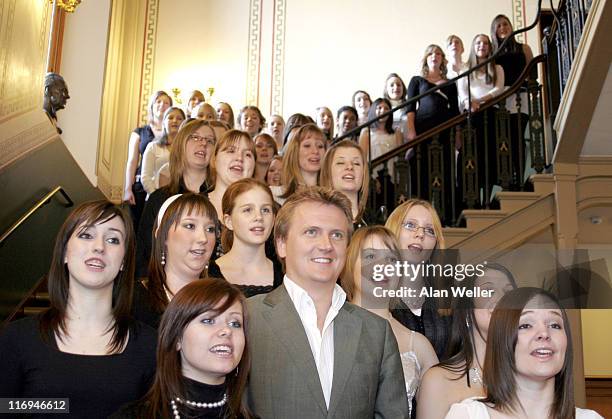 Aled Jones rehearses a special 'Anthem for Peace' with the girls choir Cantamus