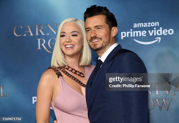 Katy Perry and Orlando Bloom attend the LA premiere of Amazon's "Carnival Row" at TCL Chinese Theatre on August 21, 2019 in Hollywood, California.