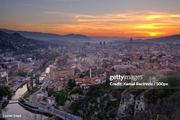 sarajevo sunset - sarajevo stock pictures, royalty-free photos & images