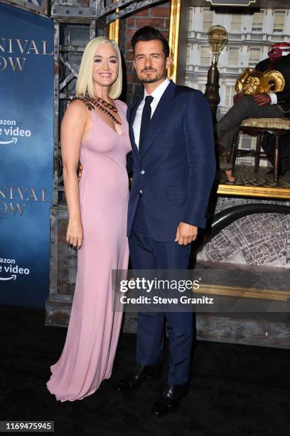 Katy Perry and Orlando Bloom attend the LA premiere of Amazon's "Carnival Row" at TCL Chinese Theatre on August 21, 2019 in Hollywood, California.