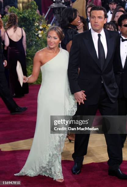 Jennifer Lopez and Ben Affleck during The 75th Annual Academy Awards - Arrivals at The Kodak Theater in Hollywood, California, United States.