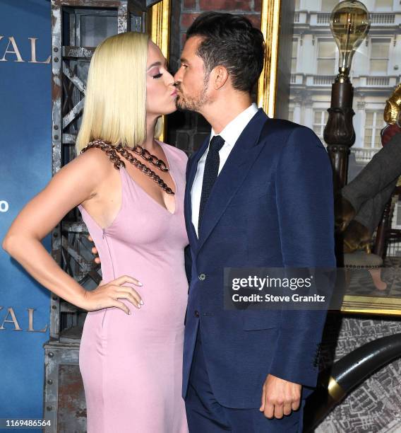 Katy Perry and Orlando Bloom arrives at the LA Premiere Of Amazon's "Carnival Row" at TCL Chinese Theatre on August 21, 2019 in Hollywood, California.