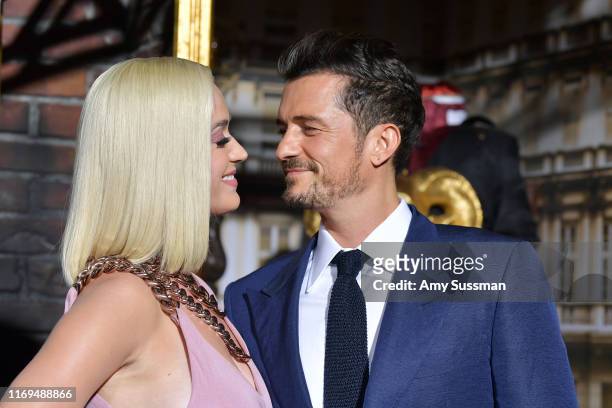 Katy Perry and Orlando Bloom arrive at the LA Premiere Of Amazon's "Carnival Row" at TCL Chinese Theatre on August 21, 2019 in Hollywood, California.