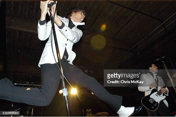 Pelle Almqvist, Nicholaus Arson of the Hives during The Hives Live In Concert - November 23, 2004 at The Masquerade, Atlanta in Atlanta, Georgia,...