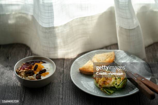 homemade healthy breakfast: cucumber, egg and toast - raisin toast stock pictures, royalty-free photos & images