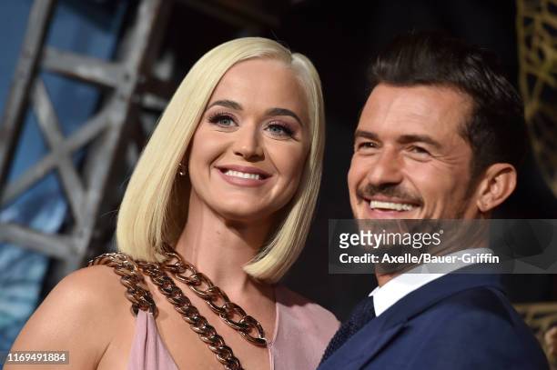 Katy Perry and Orlando Bloom attend the LA Premiere of Amazon's "Carnival Row" at TCL Chinese Theatre on August 21, 2019 in Hollywood, California.