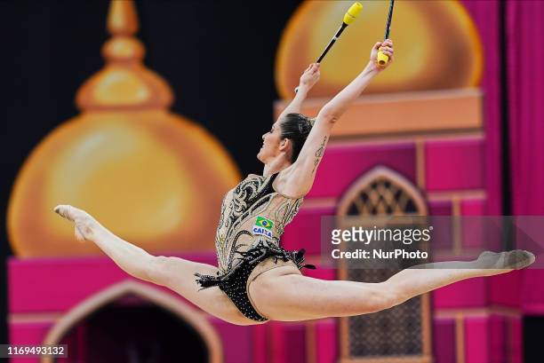 Natalia Gaudio of Brazil during the 37th Rhythmic Gymnastics World Championships at the National Gymnastics Arena in Baku, Azerbaijan on September...