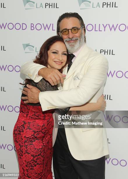 Singer Gloria Estefan and actor Andy Garcia at the Hollywood Bowl on June 17, 2011 in Hollywood, California.