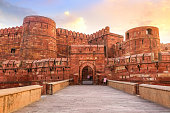 Agra Fort medieval Indian fort at Agra, India at sunrise