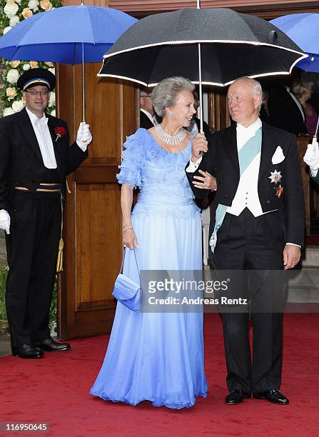 Princess Benedikte of Denmark and Richard Prince zu Sayn-Wittgenstein-Berleburg attend the wedding of Princess Nathalie zu...