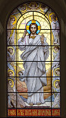 Jesus on stained glass window in Peter and Paul Cathedral, St Petersburg