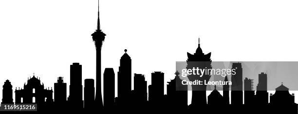 macao (all buildings are complete and moveable) - grand lisboa stock illustrations