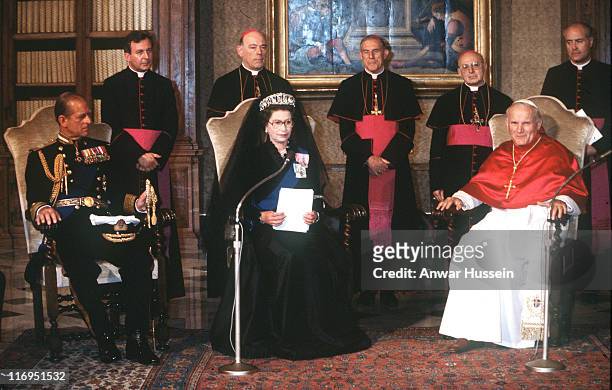 The Duke of Edinburgh, HM The Queen Elizabeth II and Pope John Paul II