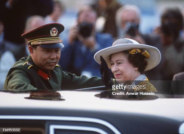 The Queen Elizabeth II during HM The Queen Elizabeth II arrives in Peking, China - 1986 at Peking, China in Peking, China.