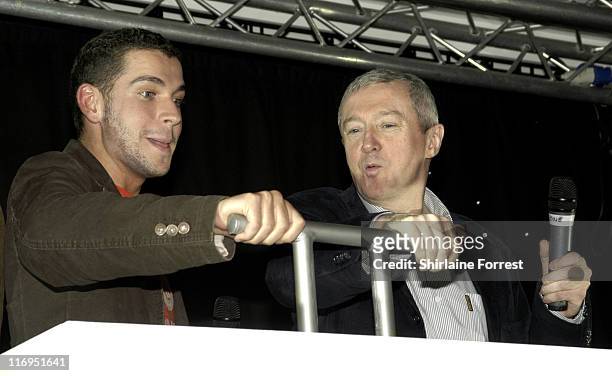 Louis Walsh with Shayne Ward during Christmas Lights Ceremony at the Trafford Centre in Manchester - October 27, 2005 at Trafford Centre in...