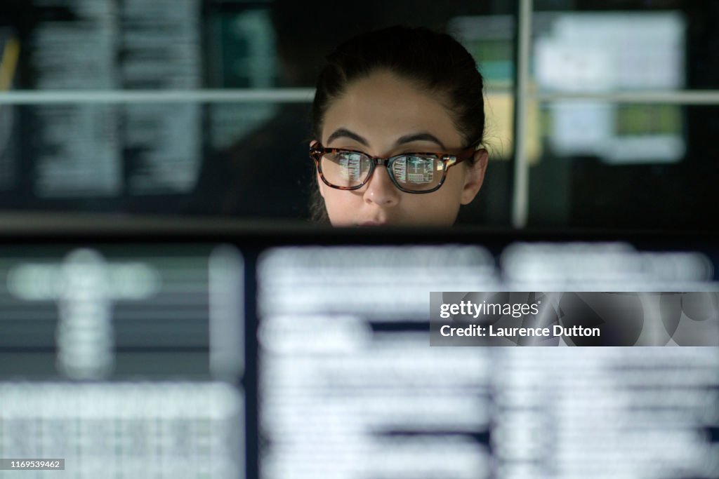 Data woman monitors