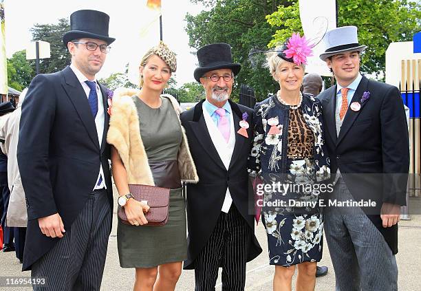 Eddie Jordan and wife Marie Jordan pose with his children during day five of Royal Ascot at Ascot Racecourse on June 18, 2011 in Ascot, United...