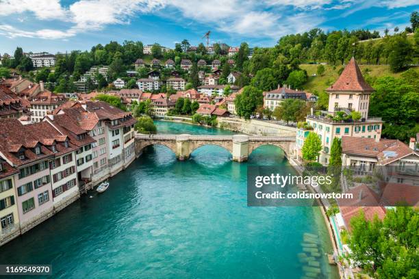 beautiful historic architecture of the old town in bern, switzerland - bern stock pictures, royalty-free photos & images