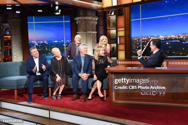 The Late Show with Stephen Colbert and guests Barry Williams, Maureen McCormick, Christopher Knight, Eve Plumb, Mike Lookinland, Susan Olsen during...