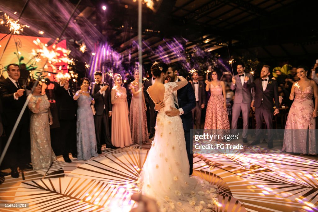 Bride and groom dancing their first dance