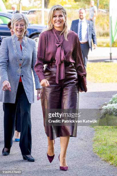 Queen Maxima of The Netherlands attends the meeting of NLgroeit at Centraal Beheer on September 19, 2019 in Apeldoorn, Netherlands. Nlgroeit is a...