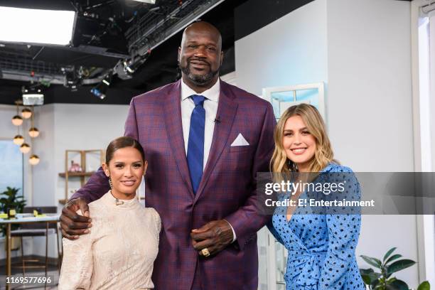 Episode 190912 -- Pictured: Daily Pop co-host Rocsi Diaz, Shaquille O'Neal , and co-host Carissa Culiner --