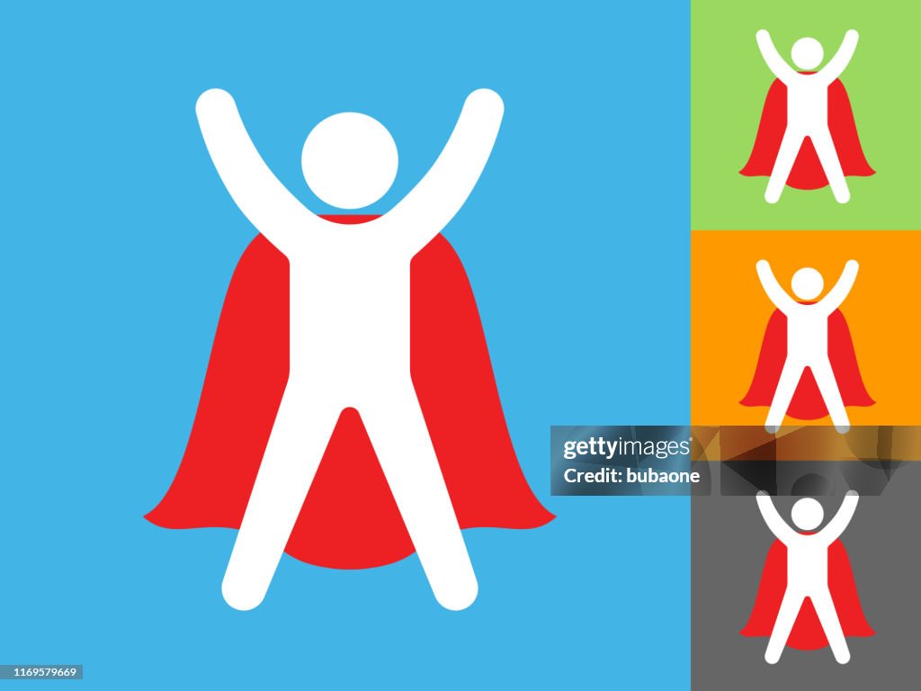 Superhero with Cape and Hand Up Icon