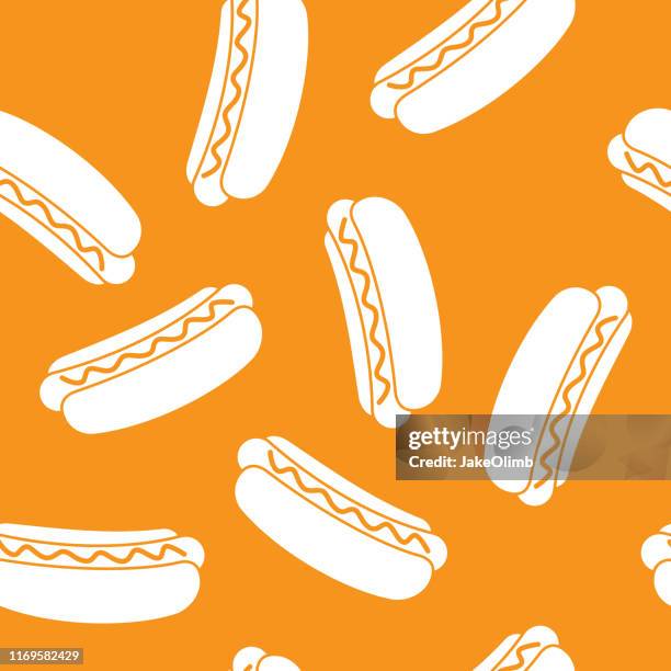 ilustraciones, imágenes clip art, dibujos animados e iconos de stock de hotdog pattern silhouette 1 - perrito caliente