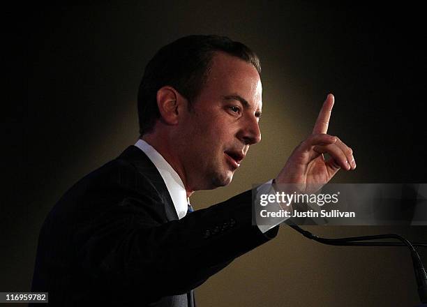 Republican National Committee chairman Reince Priebus speaks during the 2011 Republican Leadership Conference on June 18, 2011 in New Orleans,...