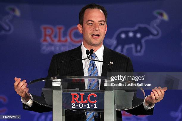 Republican National Committee chairman Reince Priebus speaks during the 2011 Republican Leadership Conference on June 18, 2011 in New Orleans,...