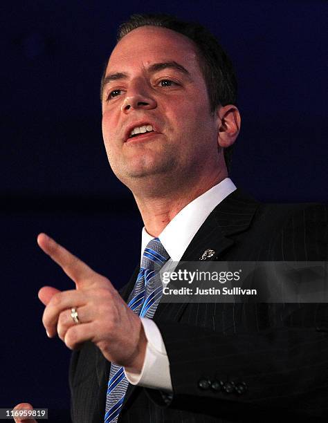 Republican National Committee chairman Reince Priebus speaks during the 2011 Republican Leadership Conference on June 18, 2011 in New Orleans,...