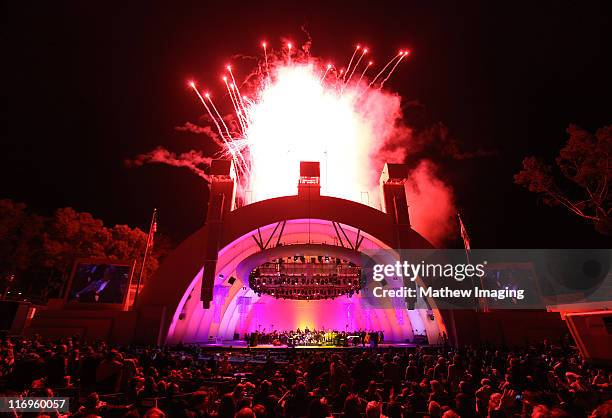 Display of fireworks during The Hollywood Bowl Opening Night Gala at the Hollywood Bowl on June 17, 2011 in Hollywood, California.