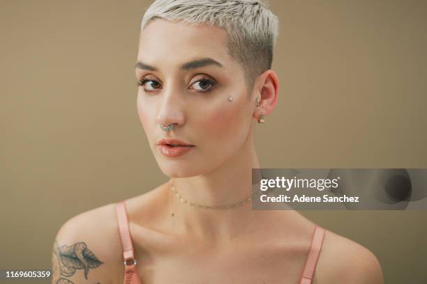 you're beautiful whoever you are - pierced nose stock pictures, royalty-free photos & images