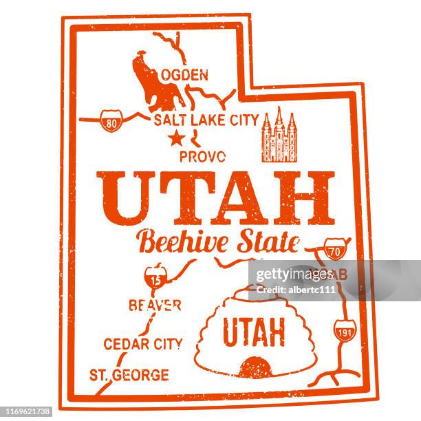 utah retro reisestempel - utah stock-grafiken, -clipart, -cartoons und -symbole