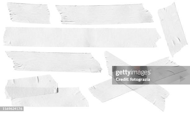 white masking tape collection - plakband stockfoto's en -beelden