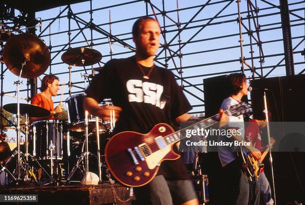 Guitarist Tom Capone, guitarist and vocalist Walter Schreifels, drummer Alan Cage, and bassist Sergio Vega perform in Quicksand at the Freedom for...