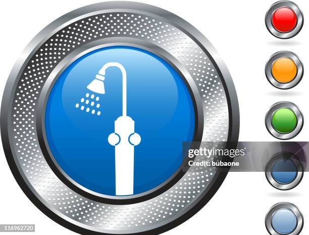 shower royalty free vector art on metallic button - shower head stock illustrations