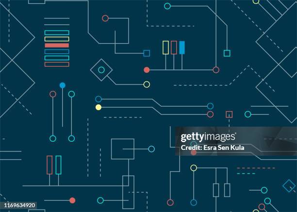 seamless technological modern line pattern - circuit board pattern stock illustrations