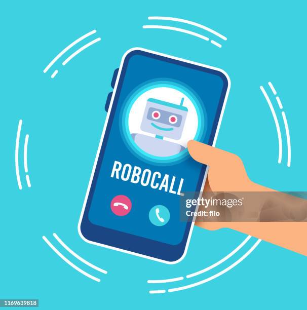 ilustraciones, imágenes clip art, dibujos animados e iconos de stock de llamada telefónica de robocall - resonar