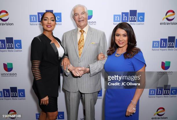 Journalist Michelle Valles, National Hispanic Media Coalition president and CEO Alex Nogales and TV personality Dunia Elvir attend the NHMC's 17th...