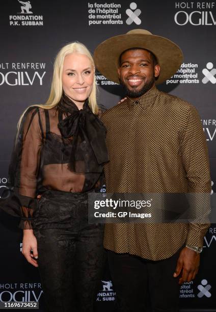 Lindsey Vonn and P.K. Subban attend the The P.K. Subban Foundation event during #PKSFWEEKMTL held at Holt Renfrew Ogilvy on August 22, 2019 in...