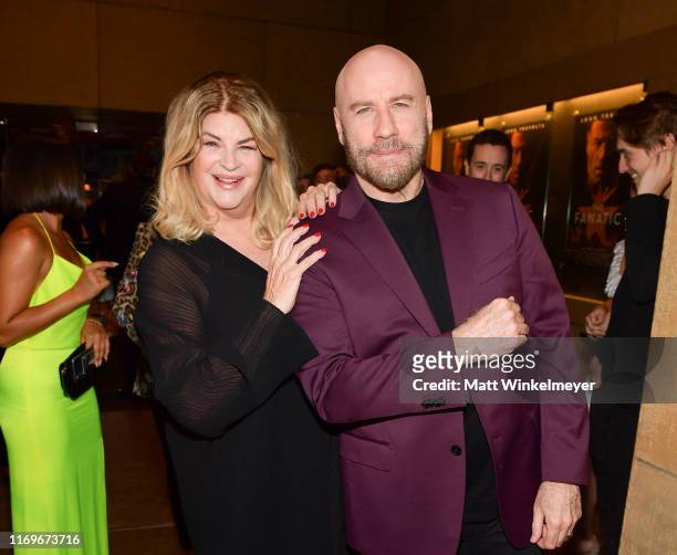Kirstie Alley and John Travolta attend the premiere of Quiver Distribution's "The Fanatic" at the Egyptian Theatre on August 22, 2019 in Hollywood,...