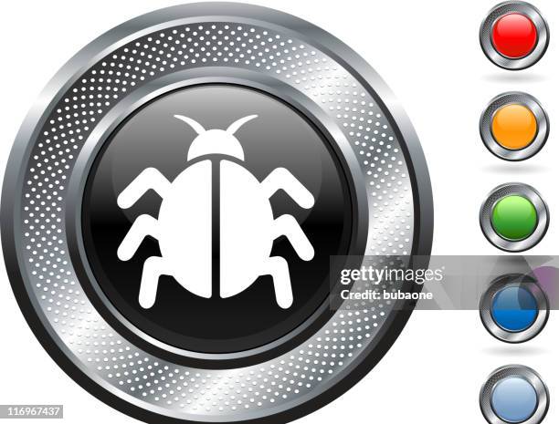 computer bug royalty free vector art on metallic button - light breaking through stock illustrations