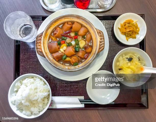 pig tail stew  lunch meal served at restaurant in yokohama - dining overlooking water stock-fotos und bilder