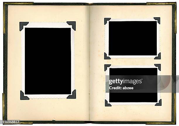 old photographs in album - photo corner stock pictures, royalty-free photos & images